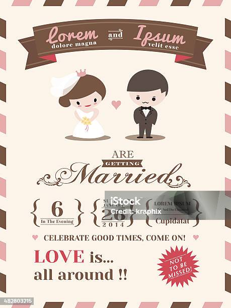 Modello Di Carta Di Invito Per Matrimonio - Immagini vettoriali stock e altre immagini di Adulto - Adulto, Amore, Bambini maschi
