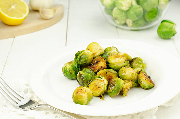 Roasted brussel sprouts stock photo