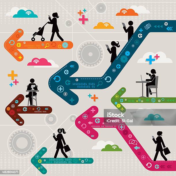 Ilustración de Las Técnicas De Comunicación y más Vectores Libres de Derechos de Adulto - Adulto, Auriculares - Equipo de música, Colorido