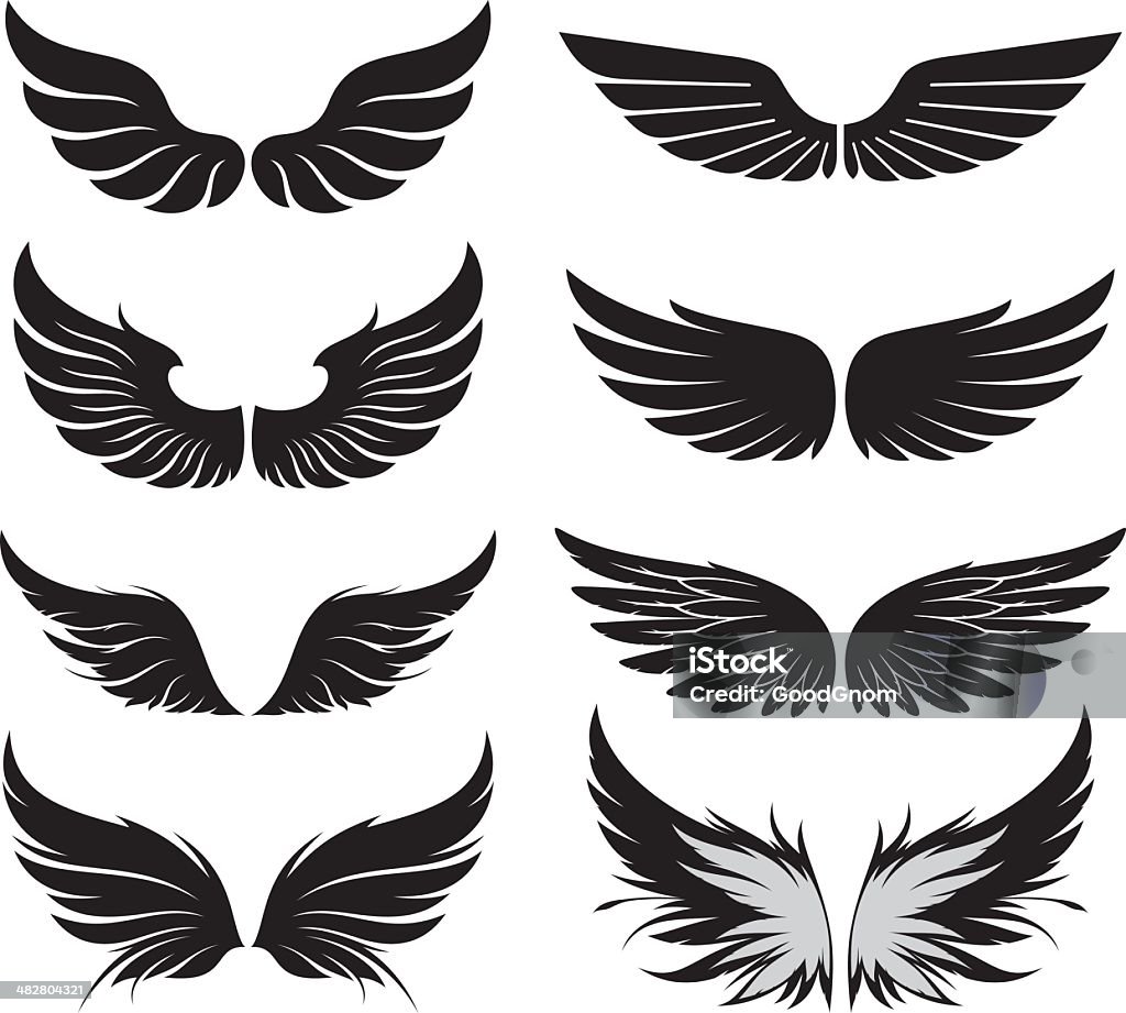 Wings set Set of wings. Vector illustration. Animal Wing stock vector