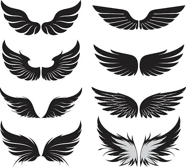 Vector illustration of Wings set
