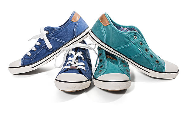 Blue and green canvas sneakers