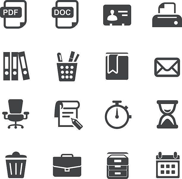 ilustrações, clipart, desenhos animados e ícones de escritório conjunto de ícones de trabalho 2 a acme series - pdf symbol document icon set