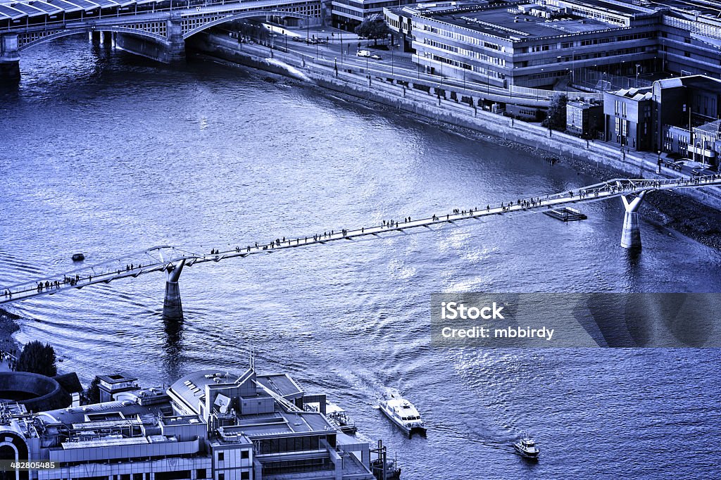 Millenium footbridge, City of London, London Millenium footbridge, City of London, London, UK. Toned image.  Bridge - Built Structure Stock Photo