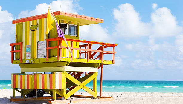 istock Lifeguard station on tropical South Beach Miami, Florida 482805631