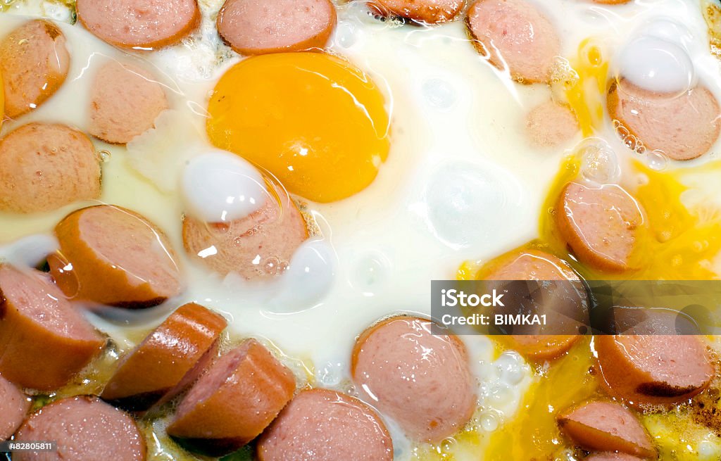 English Breakfast Sausages and fried eggs, English Breakfast Animal Egg Stock Photo