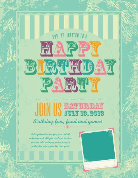 Vector illustration of Happy Birthday Party invitation design template
