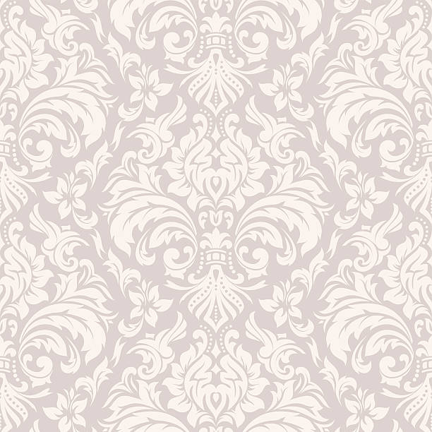 illustrazioni stock, clip art, cartoni animati e icone di tendenza di modello di carta da parati damascata - silk pattern victorian style floral pattern