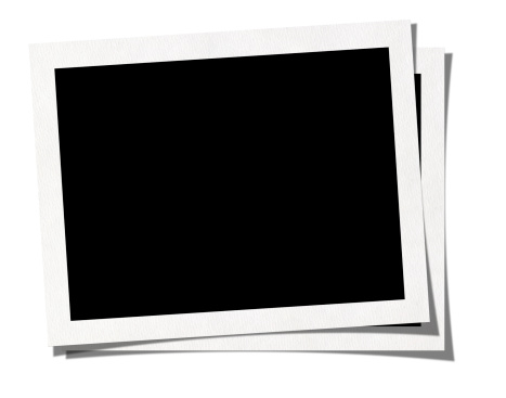 Old square white instant photo frame on white background with clipping path
