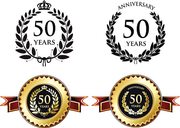 50 лет юбилей - laurel wreath jubilee crown winning stock illustrations