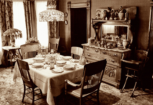 Vintage dining toom circa 1910.