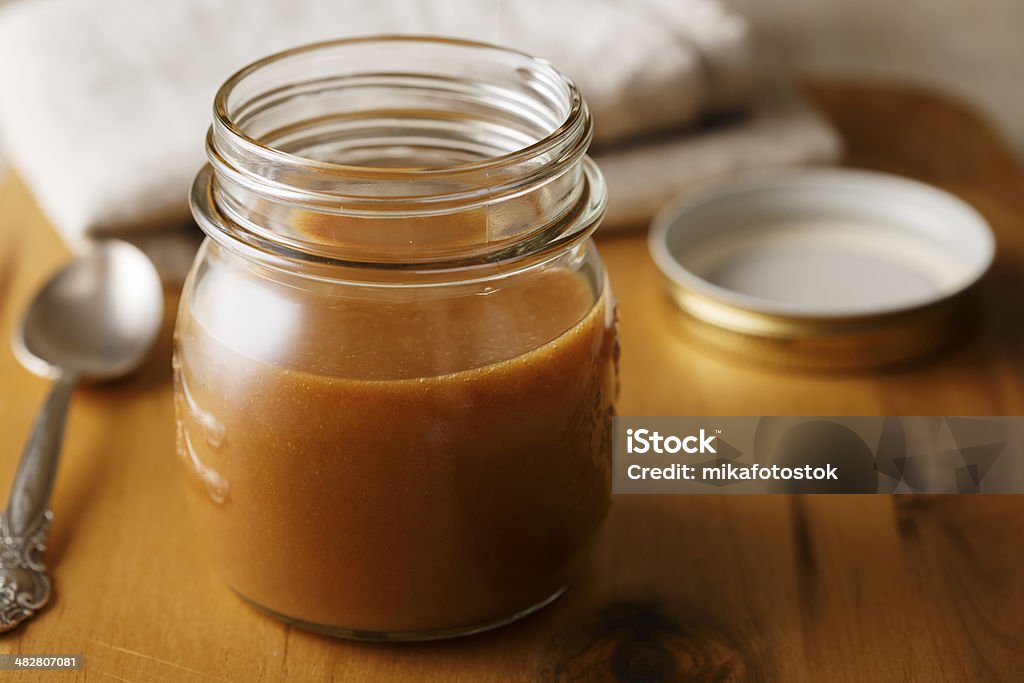 caramel sauce in the pot Brown Stock Photo