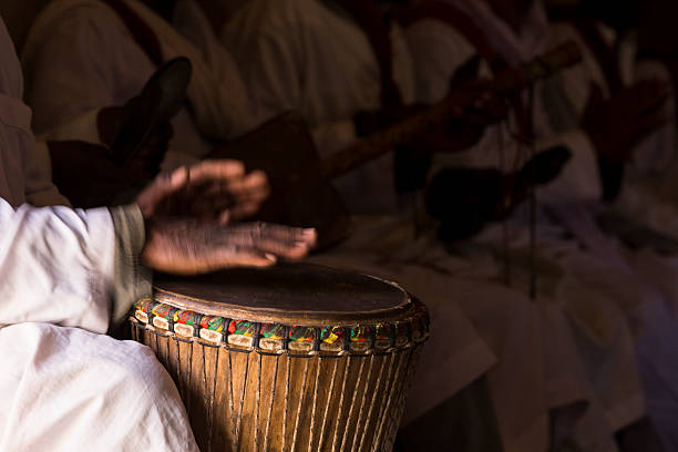 istock Close up of an African djembe drummer 482807273