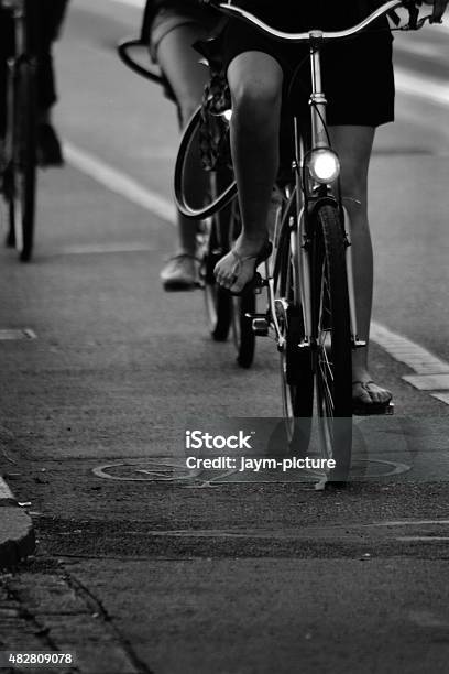 Bike On Citystreet Stock Photo - Download Image Now - Cycling, Routine, 2015