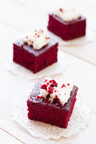 istock Red velvet cakes on wooden board 482817244