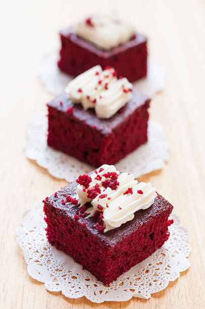 istock Red velvet cakes on wooden board 482817248