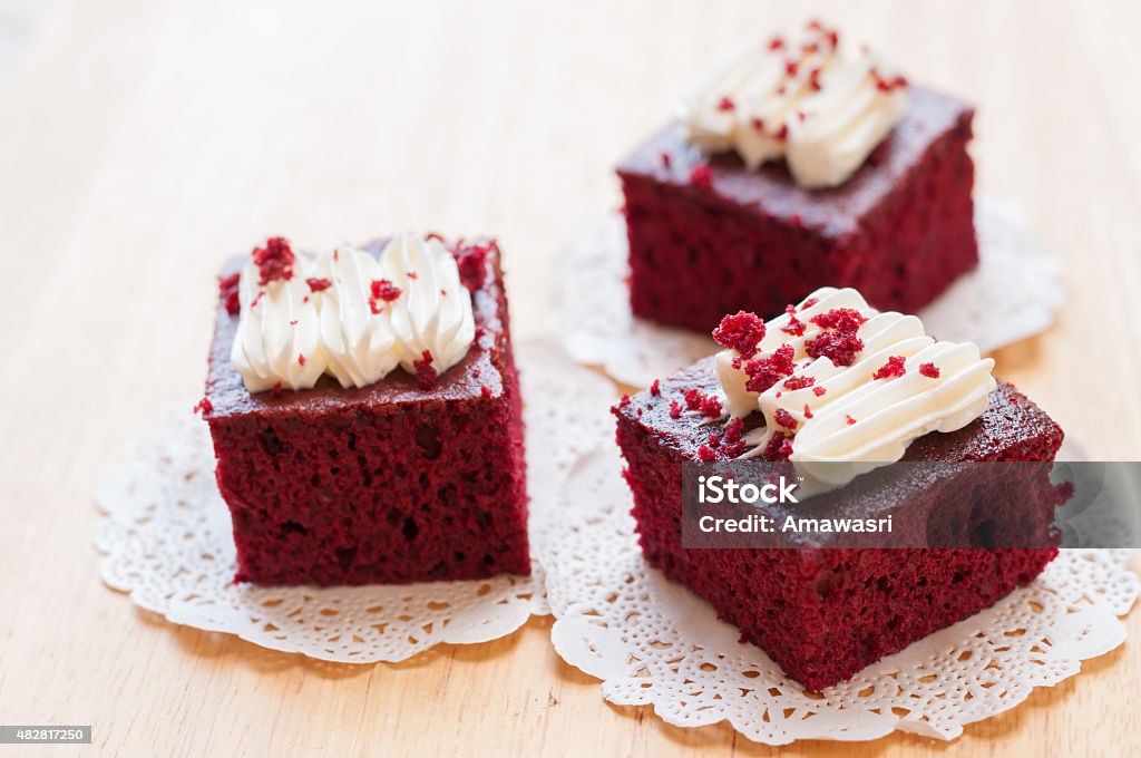 Red velvet cakes on wooden board 2015 Stock Photo