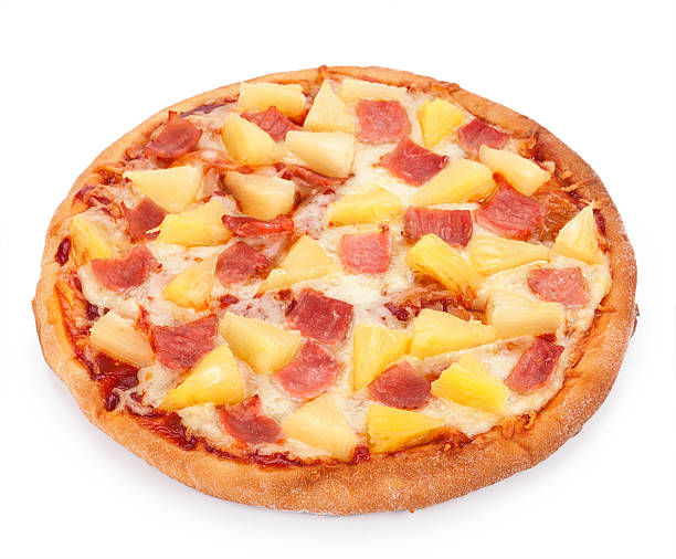 istock Hawaiian Pizza isolated on a white background 482819104