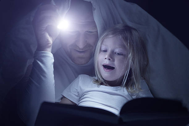 istock Father and daughter reading book at bedtime 482819734