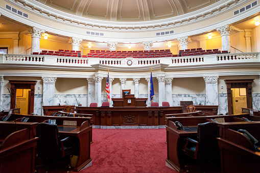 Senate Chamber of the Idaho State Capitol Building in Boise, Idaho.  