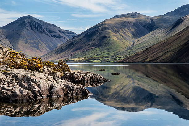 Stunning landscape of Wast Water and Lake District Peaks stock photo