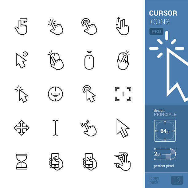 Cursors related vector icons - PRO pack 20 Cursors Linear style vector icons pack. touchpad stock illustrations