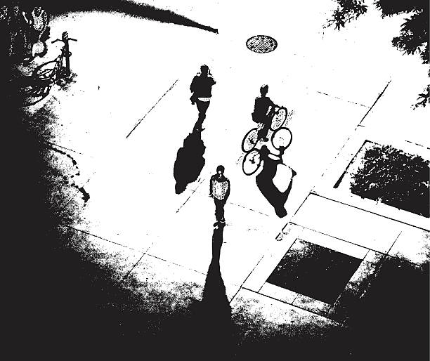 человек, ходить на городской улице ночью - focus on shadow shadow walking people stock illustrations