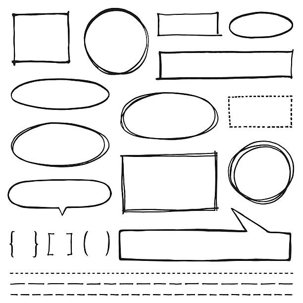 Copy Space Design Element Set All graphics are editable vector image. doodles and hand drawn frames stock illustrations