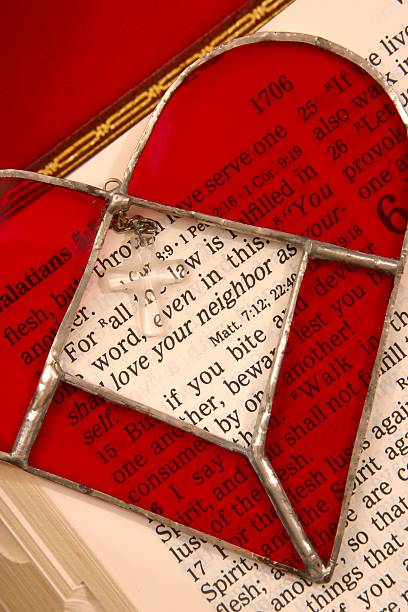 istock Religious: Love Your Neighbor Bible Scripture with stained glass heart 482834345