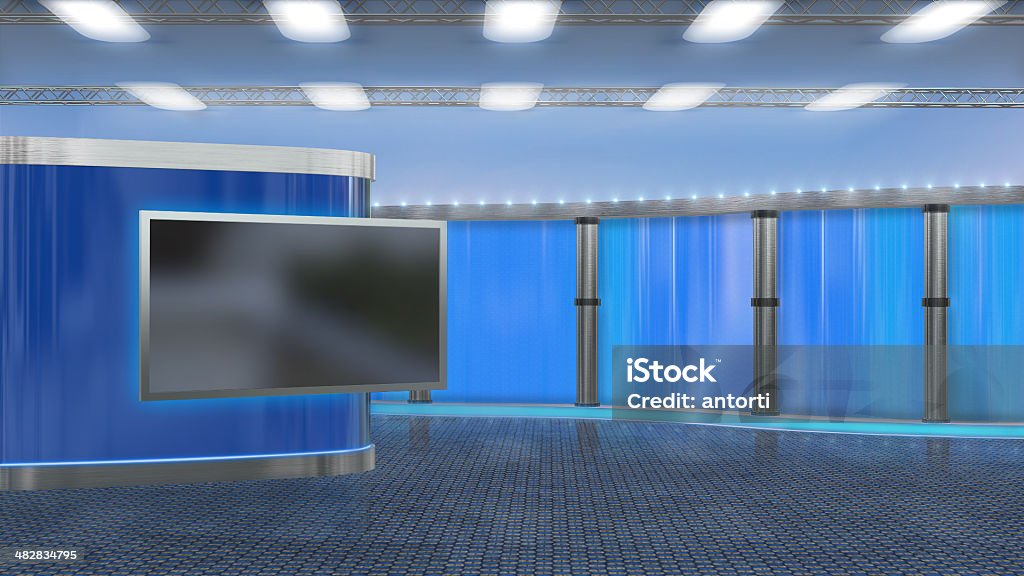 Television studio Television studio HD. Ideal to use as a background or virtual set for chroma key images. Studio - Workplace Stock Photo