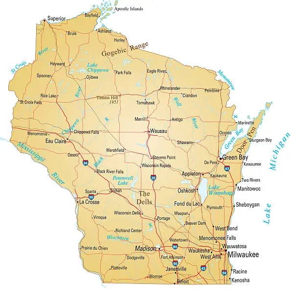 Vector illustration of Wisconsin