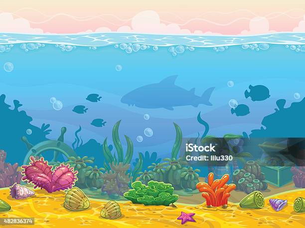 Underwater Seamless Landscape Stock Illustration - Download Image Now - Child, Layered, Leisure Games