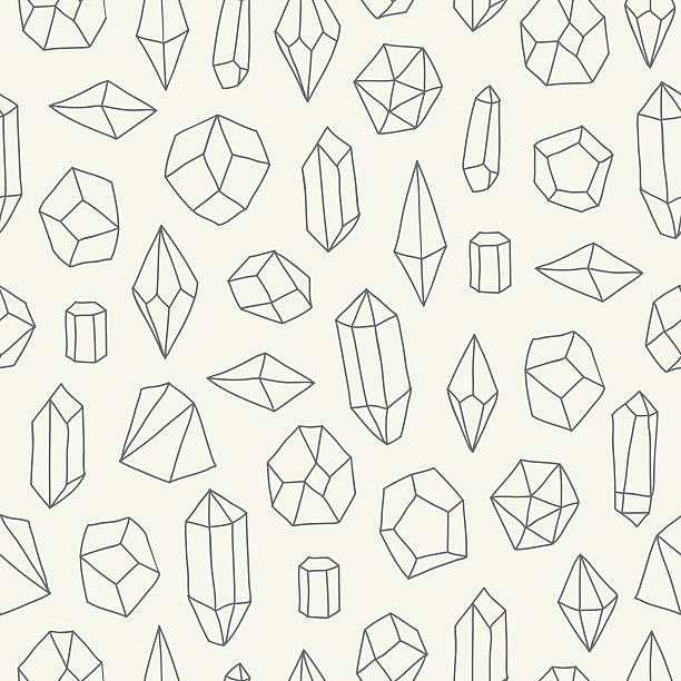 ilustraciones, imágenes clip art, dibujos animados e iconos de stock de patrón sin costuras con cristales - crystallography