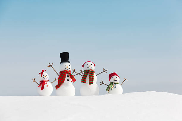 Subject: Portrait of a winter Christmas snowman and snow woman couple.