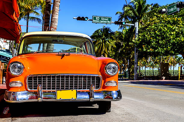 istock Classic American Car on South Beach, Miami. 482837395