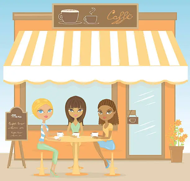 Vector illustration of Cafè : Girls coffee break