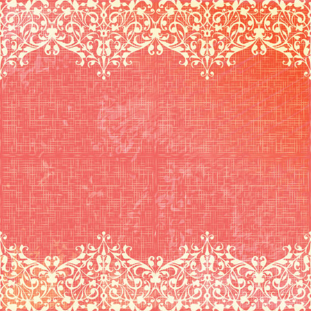 vector vintage bege e vermelho fundo floral - ilustração de arte vetorial