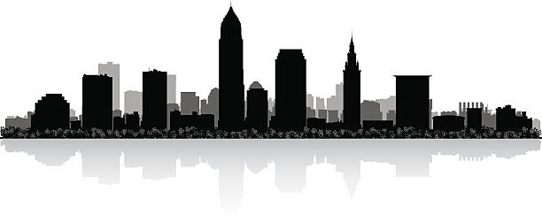 Cleveland city skyline silhouette Cleveland city skyline silhouette. Vector illustration cleveland ohio stock illustrations