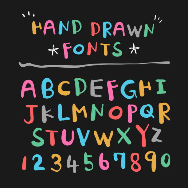 colorful hand drawn fonts design vector art illustration