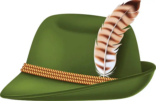 Vector illustration of Bavarian Beer Fest style hat with a feather.