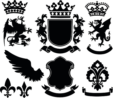 Vector Heraldry Ornaments Isolated on a White Background.