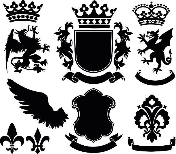 Heraldry Ornaments Vector Heraldry Ornaments Isolated on a White Background. family crest stock illustrations
