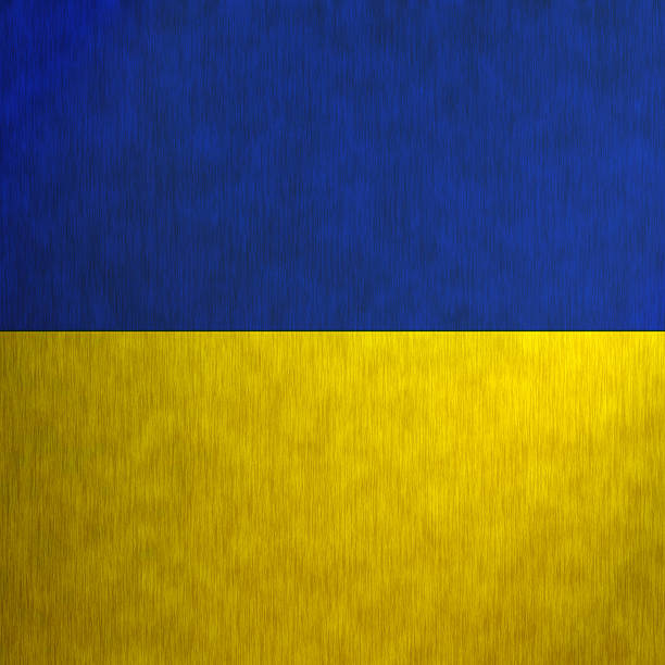 stylizowana flaga ukrainy, jasnym tle, lnu tekstura płótna - gold metal textured textured effect stock illustrations