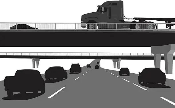 Vector illustration of Overpass Truck
