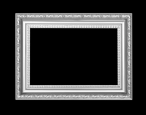 Gray antique frame isolated on black background