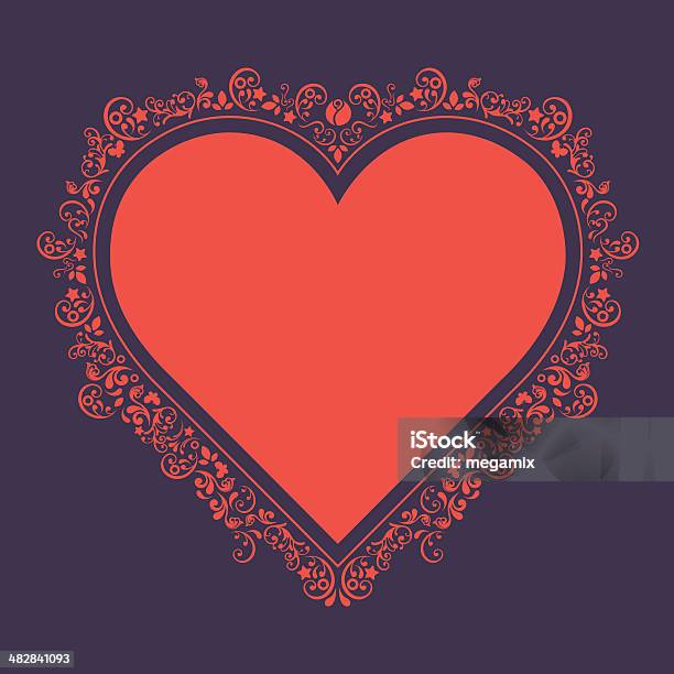Vetores de Coração Forma Quadro e mais imagens de Símbolo do Coração - Símbolo do Coração, Renda, Moldura de Quadro - Composição