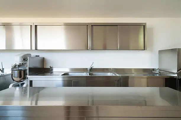 Photo of interior, professional kitchen