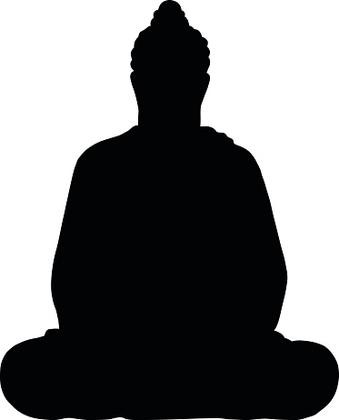 Silhouette of a Buddha.