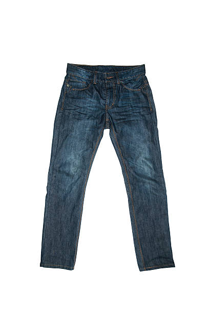 blue jeans aislado sobre fondo blanco. - male men body fashion model fotografías e imágenes de stock