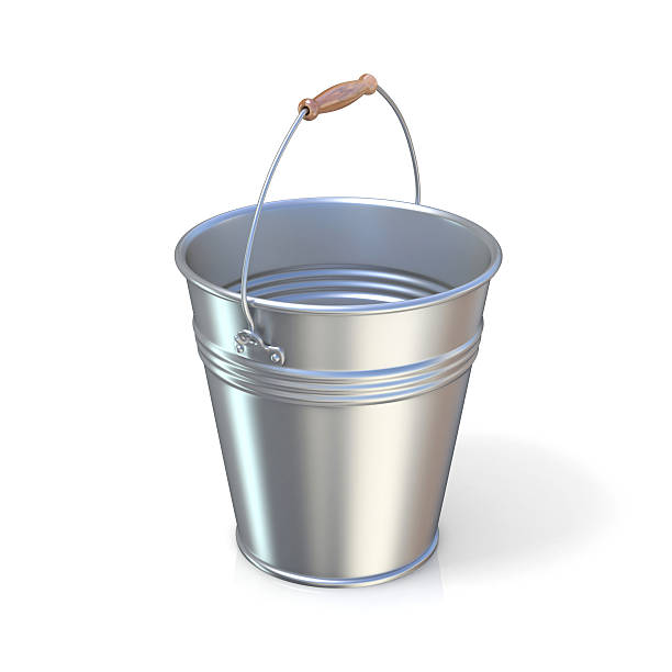 istock Metal bucket isolated on a white background. Raised handle 482845674